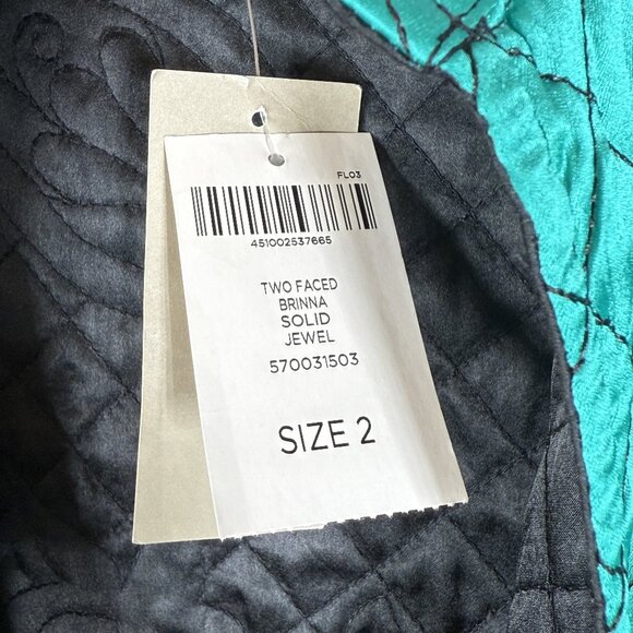 NWT Chico's Reversible Brinna Solid Jewel Teal Black Jacket Size 2 (fits 10-12) - Picture 5 of 8
